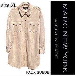 MARC NEW YORK ANDREW MARC Faux Suede shirt jacket size XL light beige
